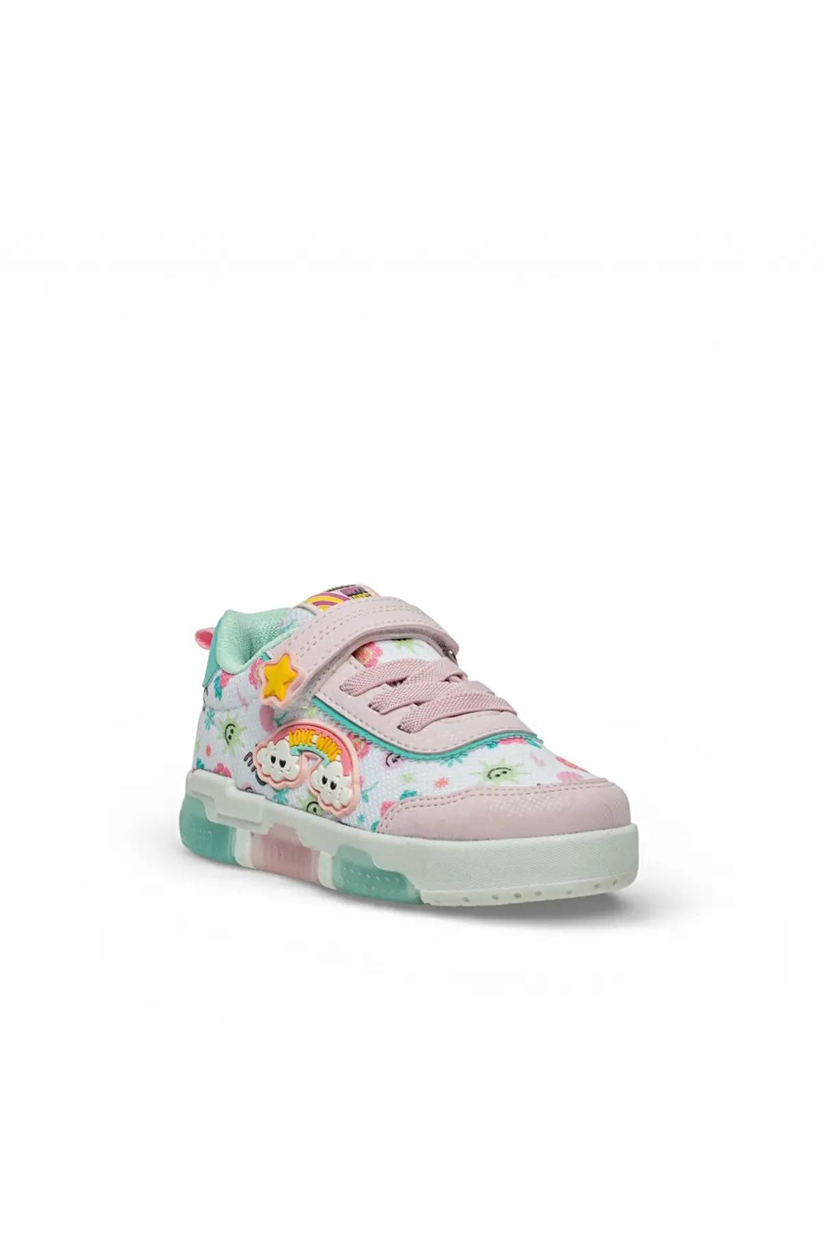 Desenli Işıklı Düz Taban-Pedli Çocuk Sneaker