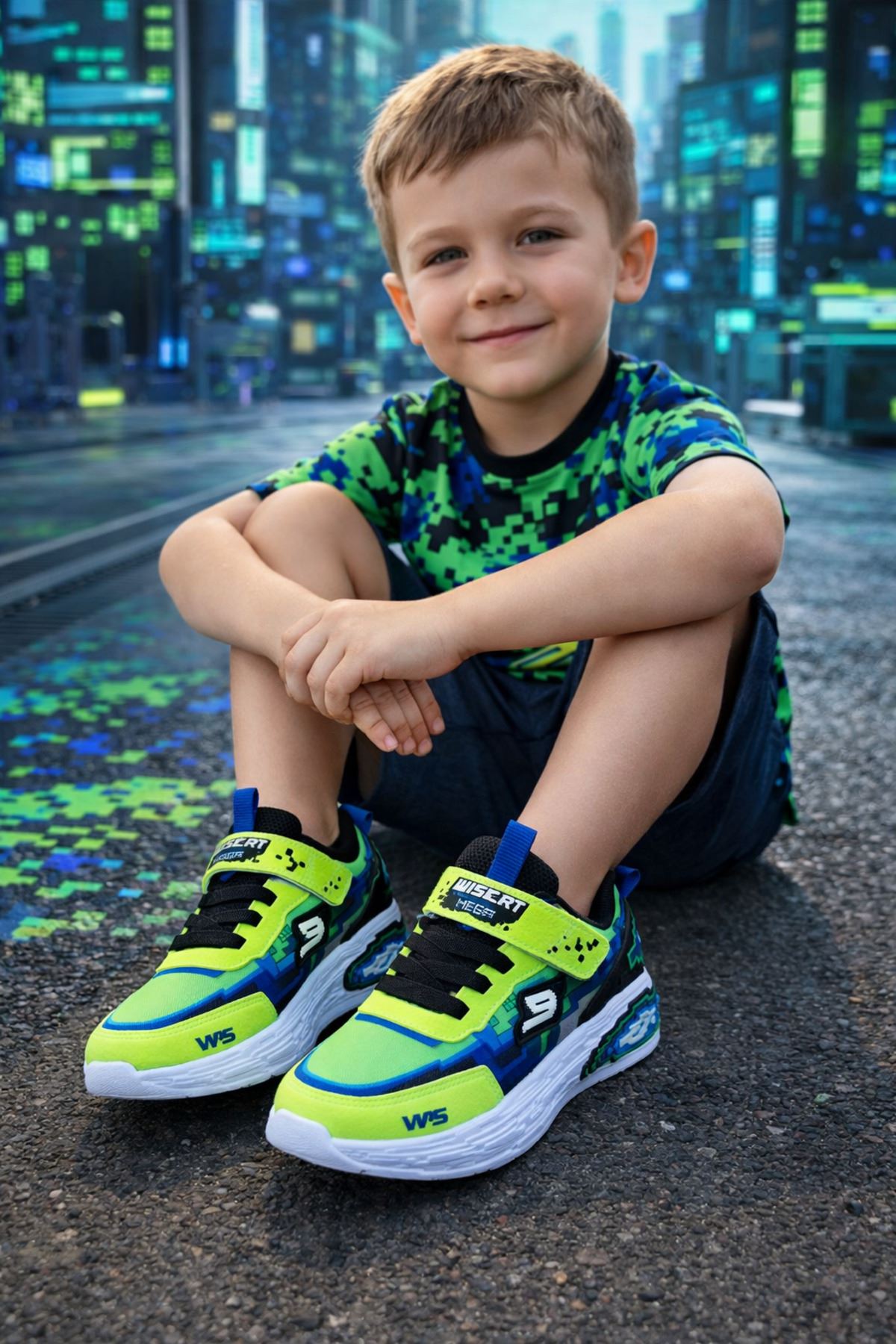 mine-craf Temalı Cırtlı Ultra Hafif Yumuşak Erkek Çocuk Sneaker