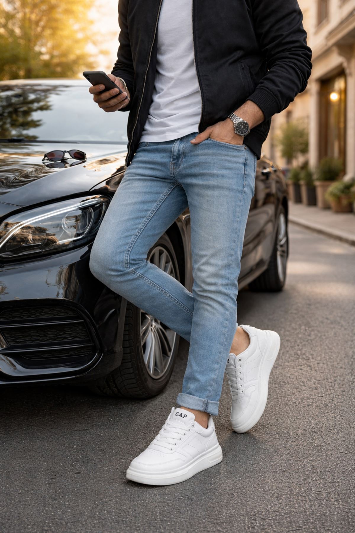 Erkek Beyaz Sneaker Kalın Taban Günlük Casual Spor Ayakkabı Rahat Street Style