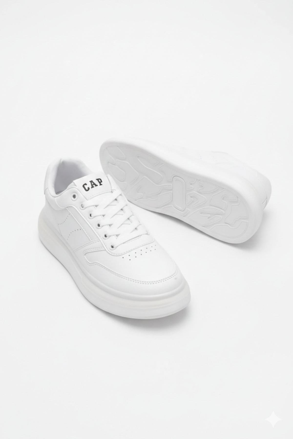 Erkek Beyaz Sneaker Kalın Taban Günlük Casual Spor Ayakkabı Rahat Street Style