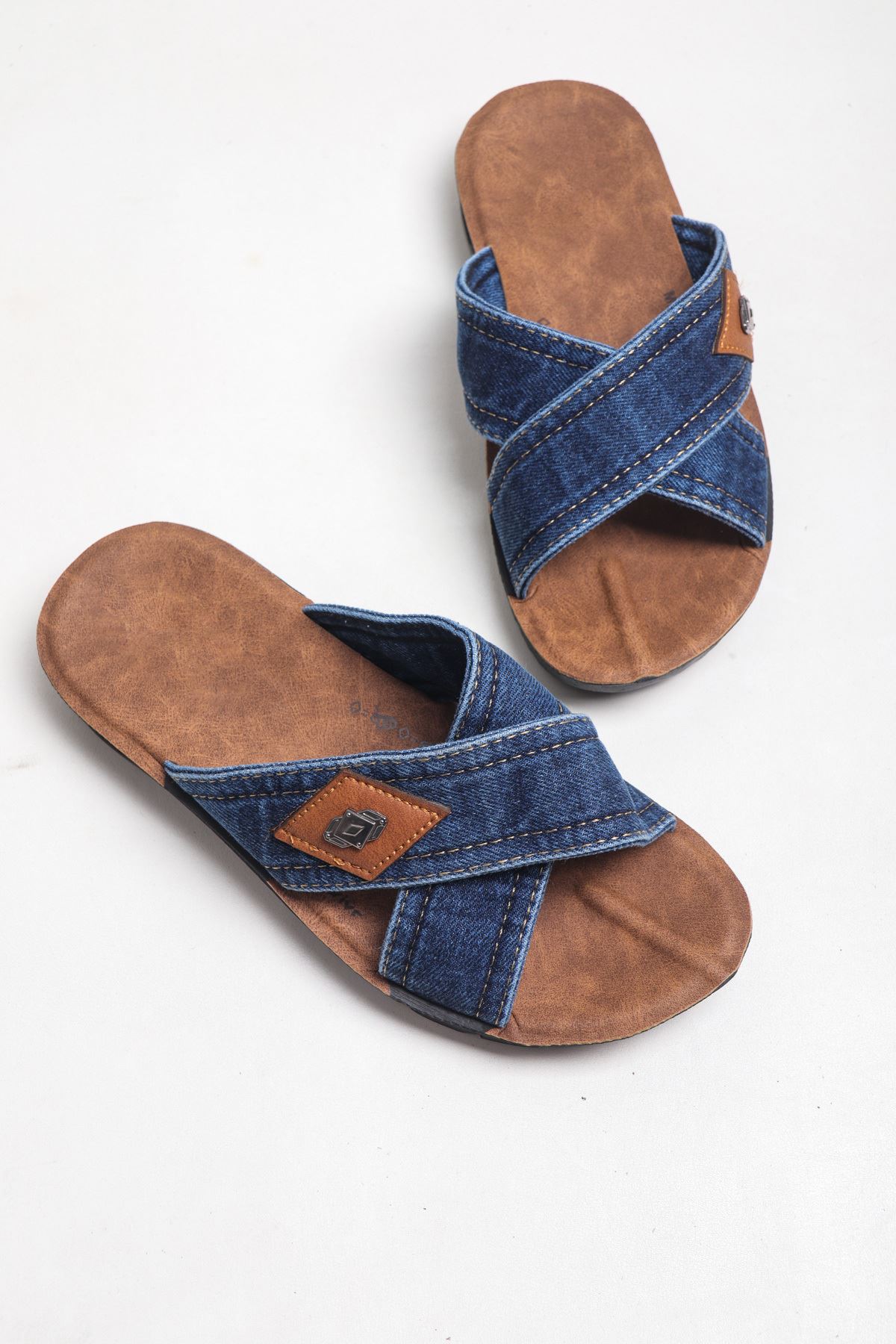 Kot Kanvas Çapraz Model İnce Taban Erkek Jean Terlik