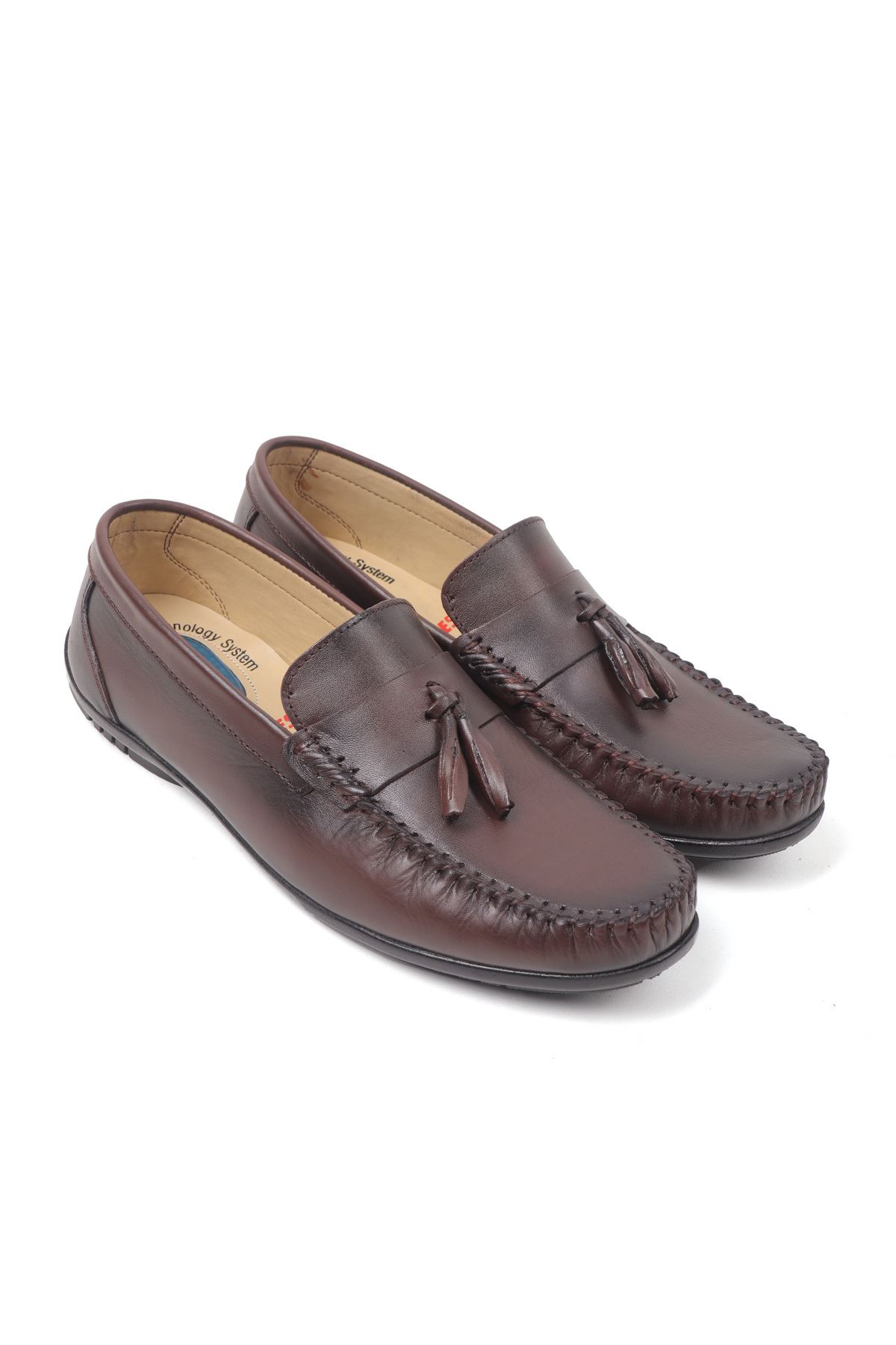 Püsküllü Hakiki Deri Düz İnce Taban Loafer