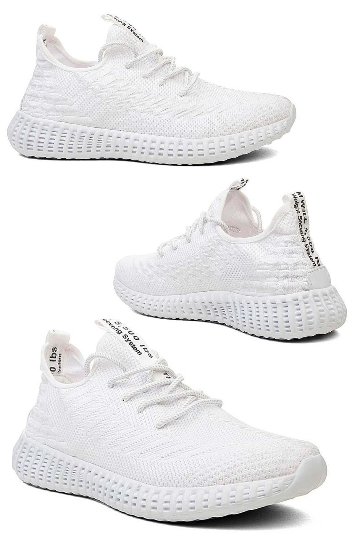 Beyaz Unisex Sneaker 15732 Ayakkabı Triko Sneaker