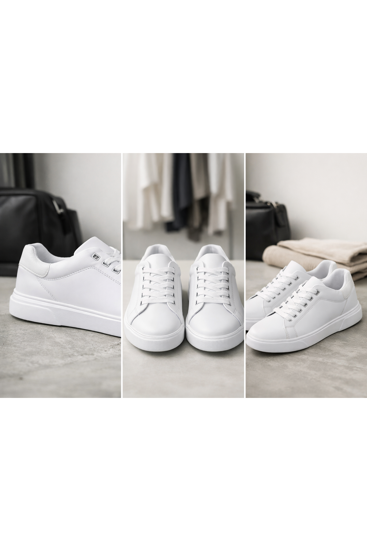 Erkek Beyaz Sneaker Kalın Taban Rahat Günlük Spor Ayakkabı Yeni Sezon