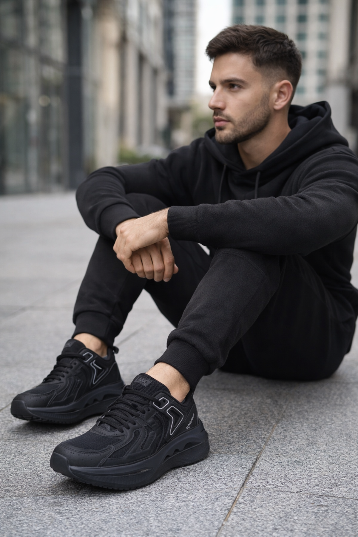 Ultra Rahat Siyah Erkek Spor Ayakkabı – Günlük Hafif Konforlu Sneaker