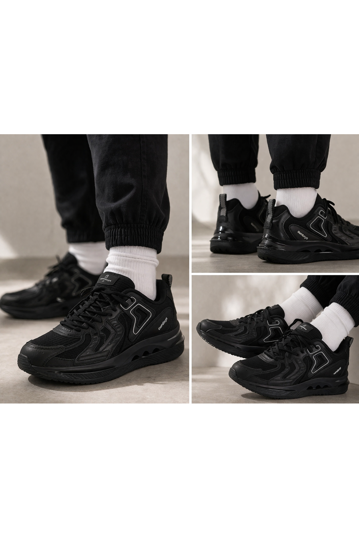 Ultra Rahat Siyah Erkek Spor Ayakkabı – Günlük Hafif Konforlu Sneaker