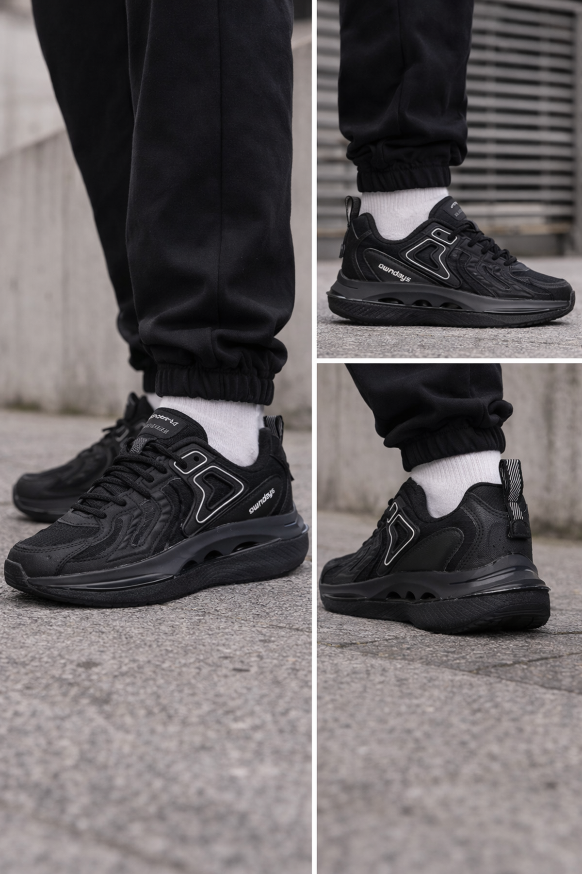 Ultra Rahat Siyah Erkek Spor Ayakkabı – Günlük Hafif Konforlu Sneaker