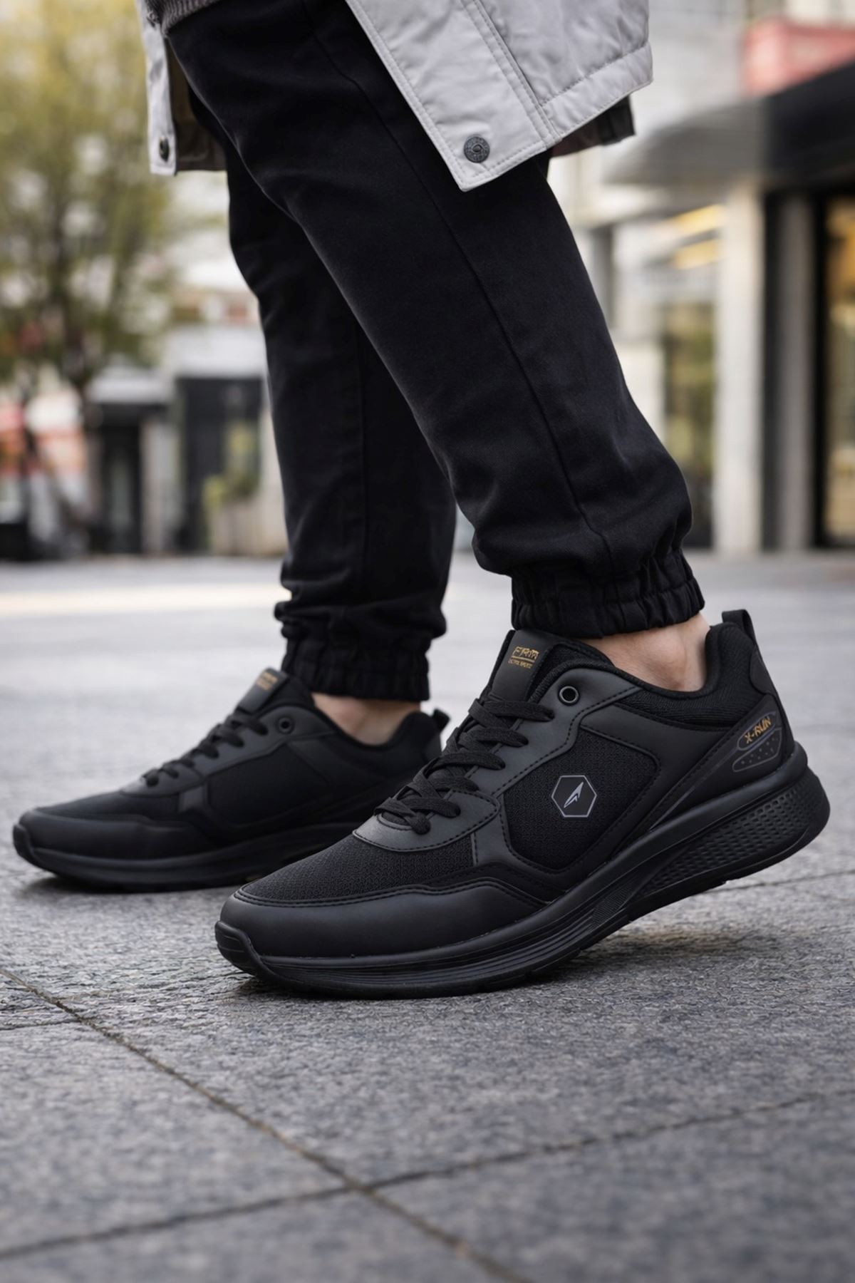 Erkek Spor Ayakkabı Günlük Rahat Hafif Kaymaz Taban Siyah Sneaker X-Run Ultra Comfort