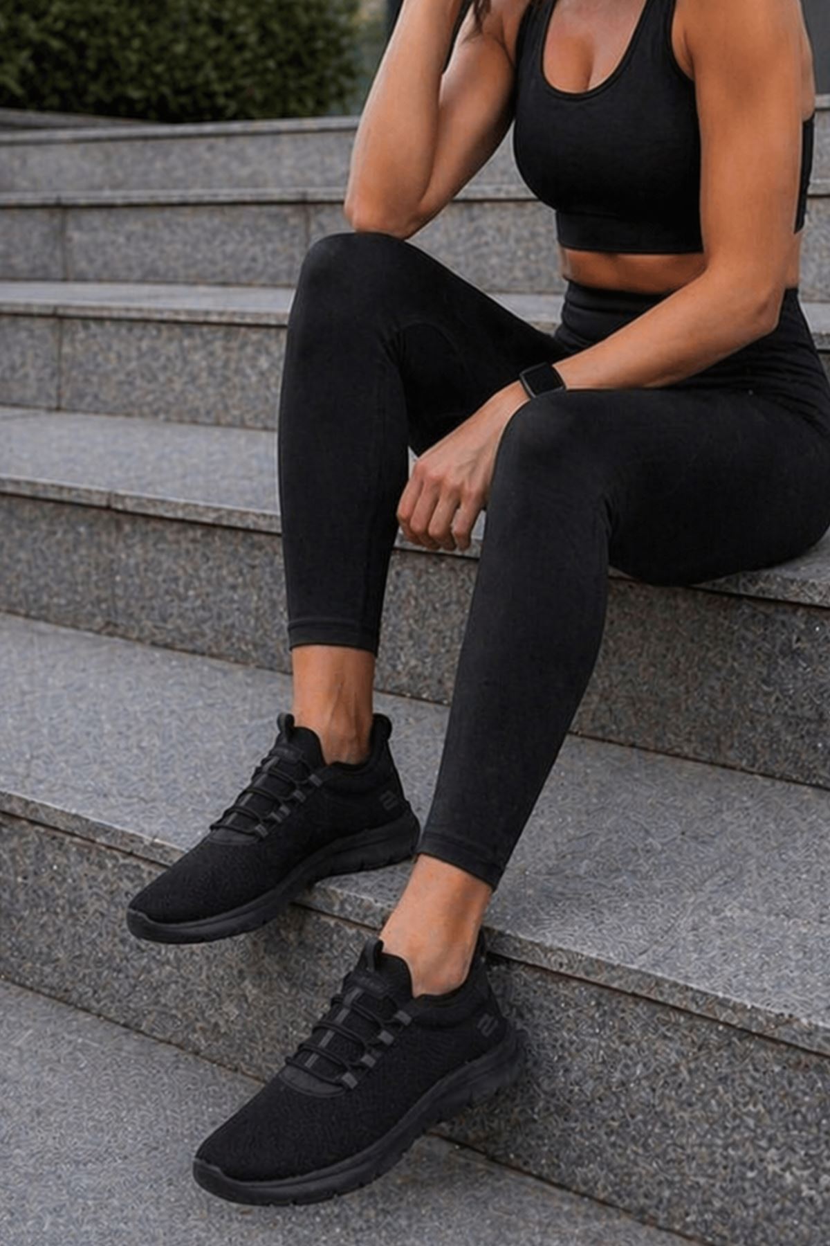 Kadın Bağcıksız Sneaker Siyah Hafif Rahat Günlük Spor Ayakkabı Siyah