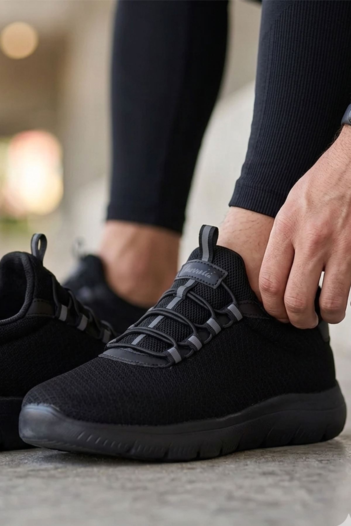 Kadın Bağcıksız Sneaker Siyah Hafif Rahat Günlük Spor Ayakkabı Siyah