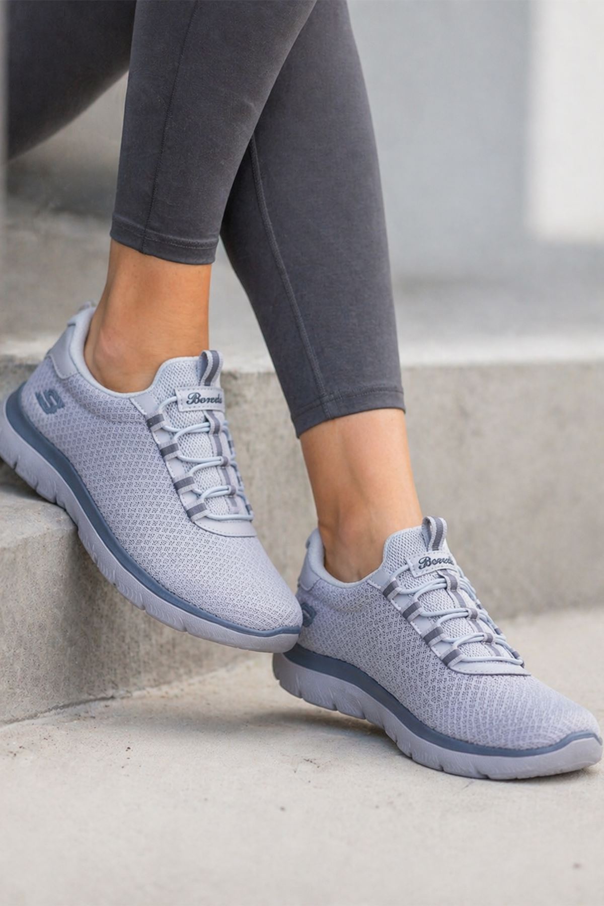 Kadın Bağcıksız Sneaker Hafif Rahat Günlük Spor Ayakkabı Gri