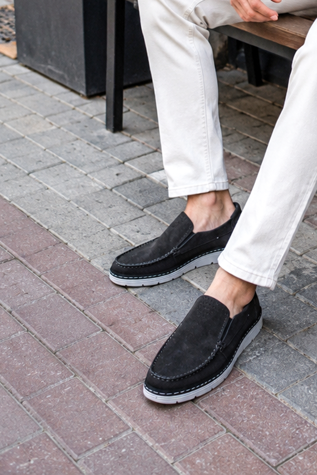 Siyah Hakiki Nubuk Deri Comfort Casual Erkek Ayakkabı