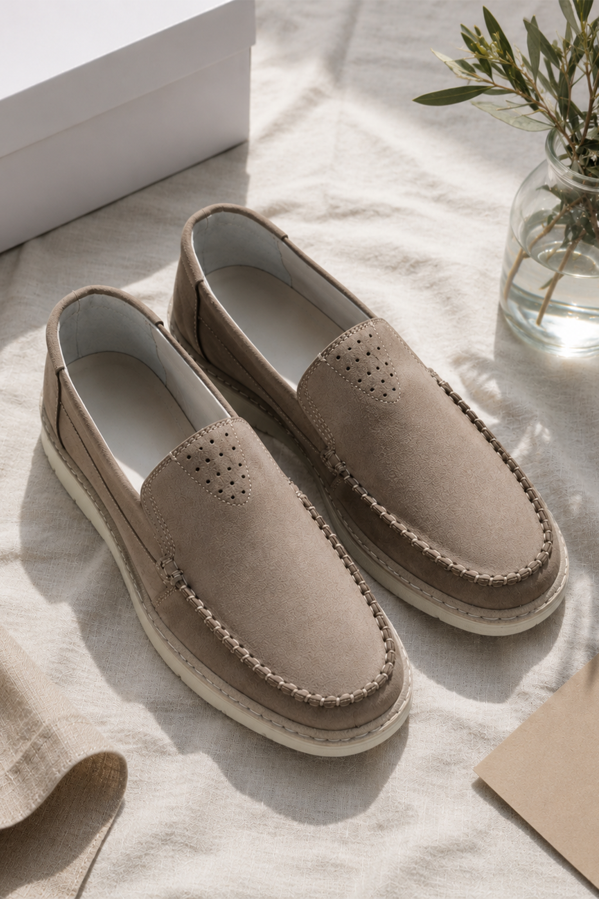 Vizon Hakiki Nubuk Deri Comfort Casual Erkek Ayakkabı