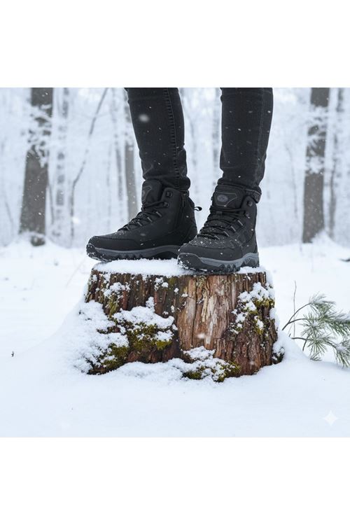 Erkek Çocuk Trekking Bot, Soğuğa Dayanıklı Fermuarlı İçi Polar Bağcıklı Bot