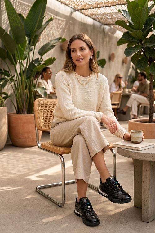 Casual Kadın Sneaker Boncuklu Bağcıklı Günlük Ayakkabı ( fashion model )