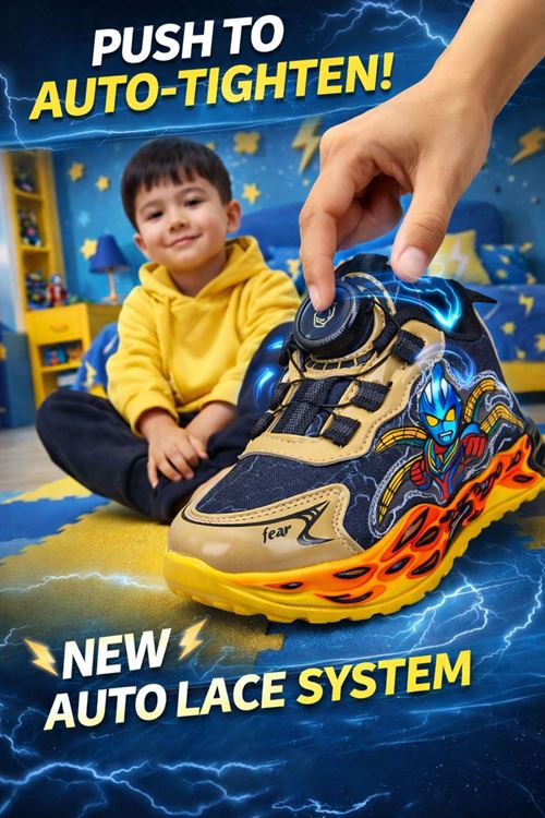 Çek Bastır Bağcıklı-Otomatik Bağcıklı Uzay Temalı Çocuk Sneaker