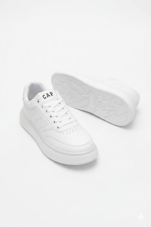 Erkek Beyaz Sneaker Kalın Taban Günlük Casual Spor Ayakkabı Rahat Street Style