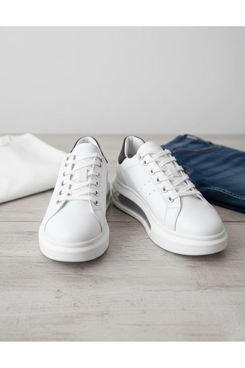 Erkek Beyaz Sneaker Kalın Taban