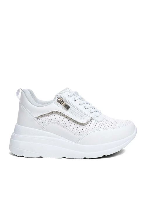 Ayakkabı Vakti Dolgu Topuklu Kadın Spor Ayakkabı - İthal, 6 cm Boy Uzatan Sneakers