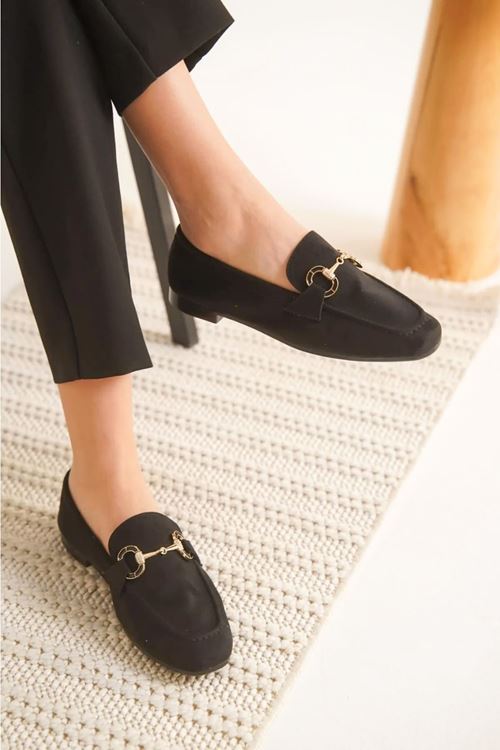 Tay Tüyü Düz Burun Yumuşak Loafer Babet (Metal Tokalıdır- Plastik Değildir )