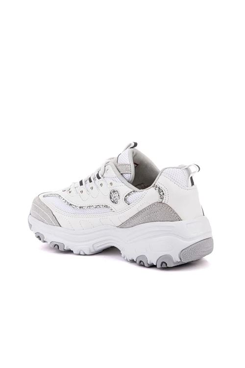 Kadın Beyaz Kalın Taban Simli Detaylı Günlük Sneaker Spor Ayakkabı