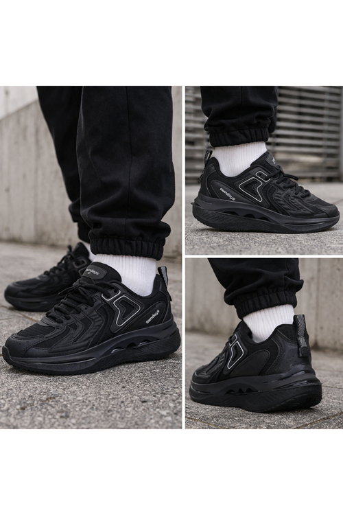 Ultra Rahat Siyah Erkek Spor Ayakkabı – Günlük Hafif Konforlu Sneaker