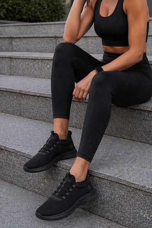 Kadın Bağcıksız Sneaker Siyah Hafif Rahat Günlük Spor Ayakkabı Siyah