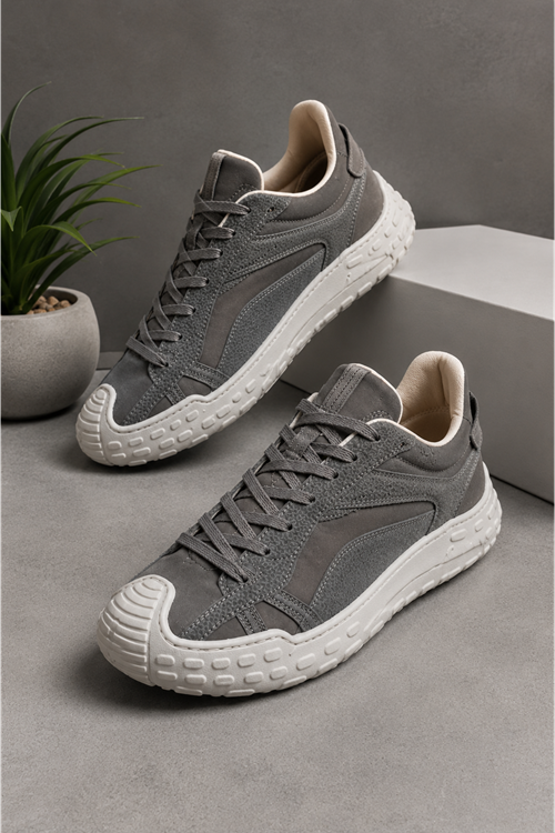 Diego Erkek Sneaker Günlük Spor Ayakkabı Zeytin Yeşili Kalın Taban Rahat Bağcıklı Casual Yürüyüş Ayakkabısı