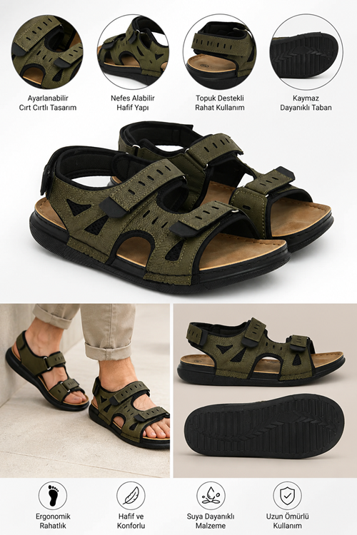 Hafif Yumuşak Çift Cırtlı Erkek Outdoor Günlük Sandalet