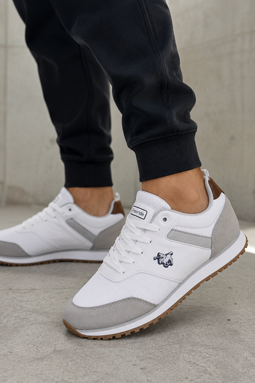 Erkek Beyaz Gri Spor Ayakkabı Günlük Casual Sneaker Hafif Rahat Ayakkabı