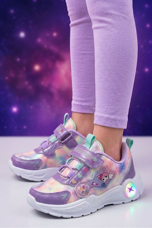 Kız Çocuk Işıklı Spor Ayakkabı Cırtlı – Hafif Esnek Kaymaz Taban Günlük Sneaker