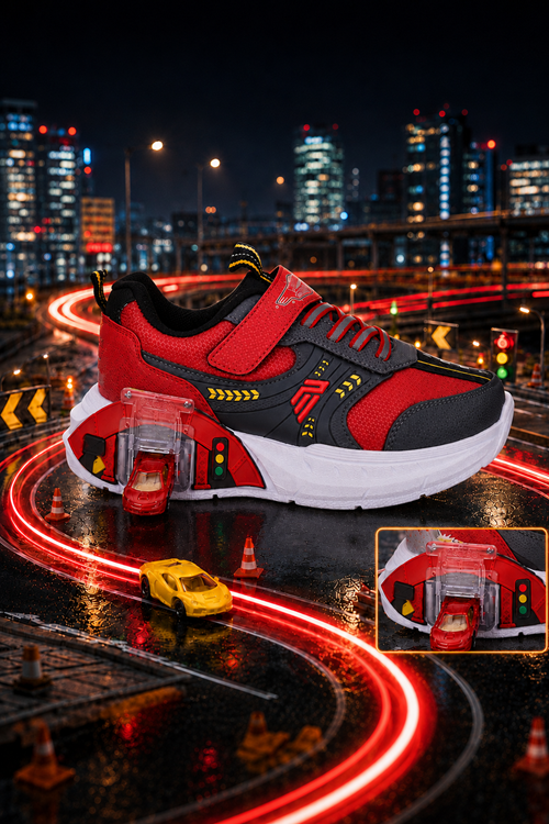 Araba Oyuncaklı Garajlı Anatomik Fashion Kırmızı Çocuk Sneaker
