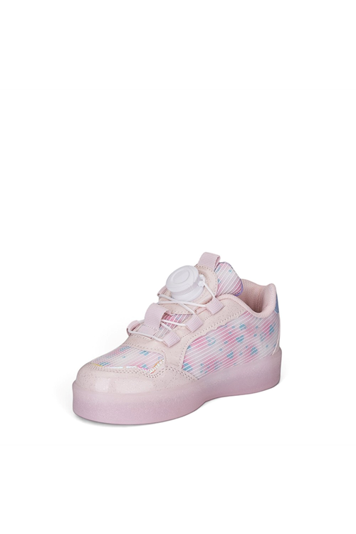 Kız Çocuk Işıklı Spor Ayakkabı Çevirme Bağcıklı – Hafif Esnek Kaymaz Taban Günlük Sneaker Pembe