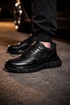 Erkek Siyah Kalın Taban Sneaker Günlük Rahat Spor Ayakkabı Kaydırmaz Modern Casual