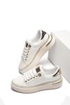 Beyaz Siyah Gold Yumuşak Kadın Günlük Casual Sneaker