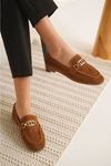 Tay Tüyü Düz Burun Yumuşak Loafer Babet (Metal Tokalıdır- Plastik Değildir )