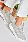 Gri Triko Kumaş Kadın Spor Ayakkabı Sneakers