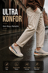 Erkek Krem Sneaker Günlük Spor Ayakkabı Hafif Taban Nefes Alan Rahat Yürüyüş Ayakkabısı
