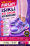Kız Çocuk Işıklı Spor Ayakkabı Cırtlı – Hafif Esnek Kaymaz Taban Günlük Sneaker
