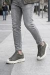 Diego Erkek Sneaker Günlük Spor Ayakkabı Zeytin Yeşili Kalın Taban Rahat Bağcıklı Casual Yürüyüş Ayakkabısı